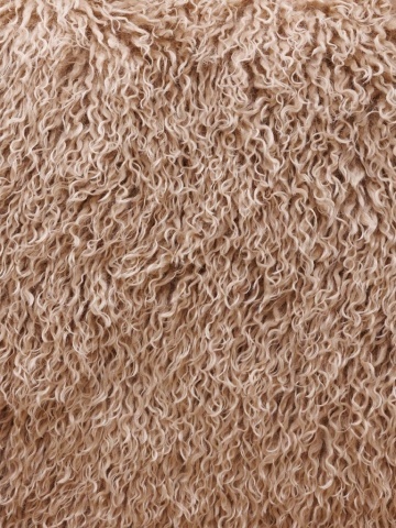 Fotoliu lounge pufos bej din stofă cu fibră lungă tip Mongolian fur cu structură din oțel, „Paddy” - Img 6