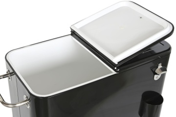 Frigider exterior vintage din oțel negru cu capac dublu, roți și sistem pasiv de răcire, 56 L, „Aruba” - Img 6