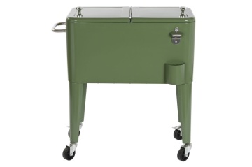 Frigider exterior vintage din oțel verde cu capac dublu, roți și sistem pasiv de răcire, 56 L, „Anika” - Img 5