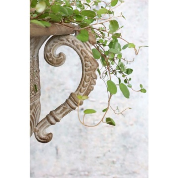 Ghiveci cu picior din metal, mocca antichizat, H38/D56 cm - Img 6