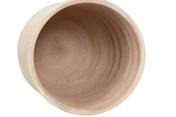 Ghiveci decorativ din teracotă artizanală, finisaj craft brut alb-crem, 52×52×60 cm, „Jerba" - Img 6