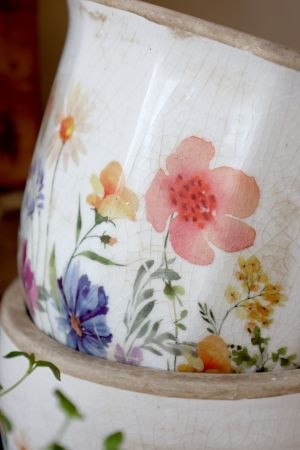 Ghiveci din ceramică cu flori de câmp, crem, H10,5/D12 cm, „Fleurville” - Img 7