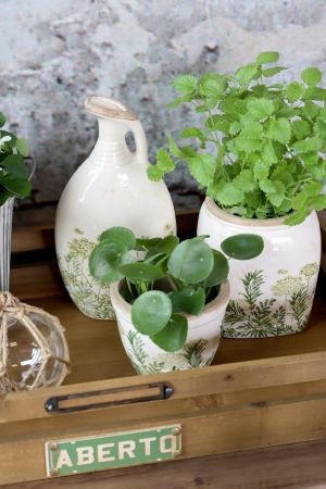Ghiveci din ceramică cu imprimeu floral, verde, H15/D13,5 cm, „Laval” - Img 3