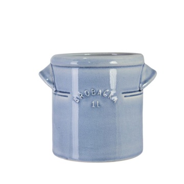 Ghiveci din ceramică glazurată manual 1L bleu deschis, „Brobacka"