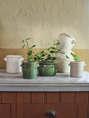 Ghiveci din ceramică glazurată manual 1L verde închis jos, „Brobacka" - Img 2