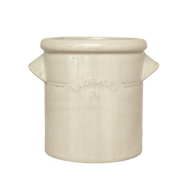 Ghiveci din ceramică glazurată manual 2L alb crem, „Brobacka"