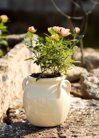 Ghiveci din ceramică glazurată manual 2L alb înalt, „Brobacka" - Img 3