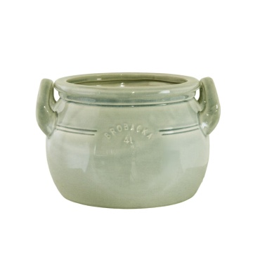 Ghiveci din ceramică glazurată manual 4L verde deschis, „Brobacka"