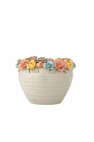 Ghiveci din ceramică multicolor pictat manual, Ø19,5xH14 cm, „Eanna”