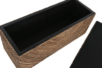 Lada depozitare din fibră naturală cu capac, 120x45x50 cm, finisaj natural - Img 3