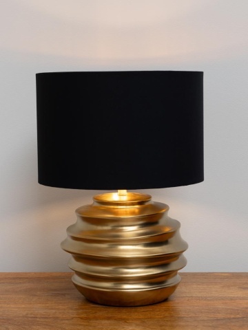 Lampa de masa, cu abajur negru din bumbac, Rings - Img 3