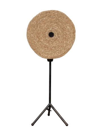 Lampa de masa, din iarba Moonj si baza metalica, Kenya