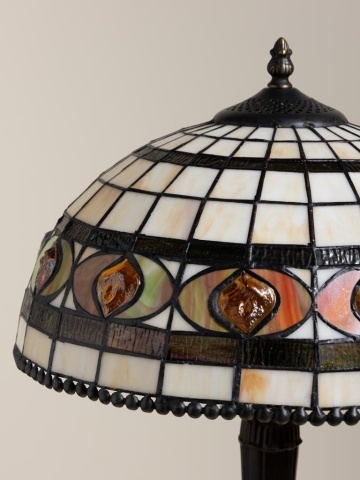Lampa de masa din metal, cu abajur din sticla vitrata , "Vitralia" - Img 3