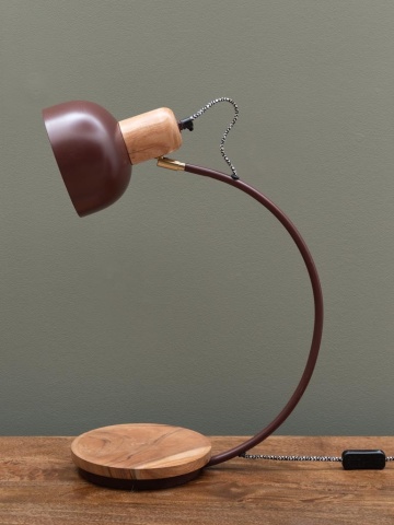 Lampa de masa, din metal si lemn de mango, Bury - Img 4