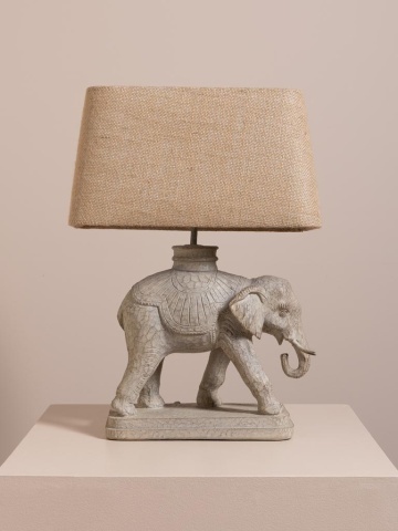 Lampa de masa din polirasină, cu abajur din iută naturală , "Elephant Royal" - Img 5