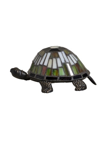 Lampa de masa in forma de broasca testoasa din metal, cu abajur din sticla vitrata , "Turtle"