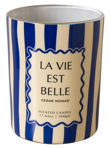 Lumânare albastră «La vie est belle» – parfum de cedru nomad