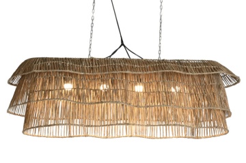 Lustră suspendată boho modernă bej din fibre naturale, 135×40×50 cm, „Sevilla"