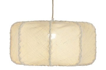 Lustră suspendată din iută și metal, natur, cu broderie, 28 x 45 cm, „Verneuil” - Img 2