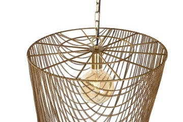 Lustră suspendată din metal, auriu, cu lanțuri, finisaj antichizat, 98 x 46 cm, „Vernon” - Img 3