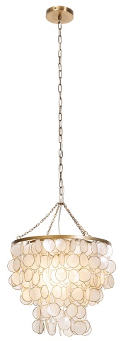 Lustră suspendată din sidef și metal, auriu, 48 x 40 cm, „Orbec” - Img 2