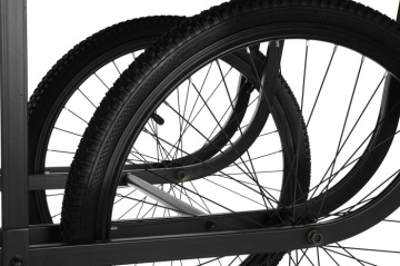 Masă consolă industrială vintage din lemn cu structură din metal și roți de bicicletă, 160×80×75 cm, „Market" - Img 4
