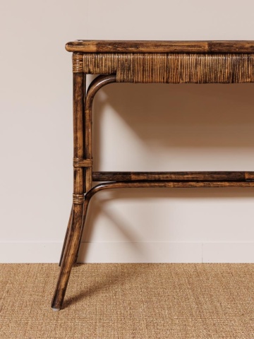 Masă de birou din ratan, maro, în stil eclectic, cu blat împletit, 76 x 115 x 53 cm, „Veracruz” - Img 4