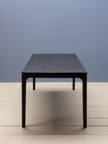 Masă de dining din lemn de mango, negru, finisaj satinat, 190×90×76 cm, „Upsilon" - Img 5