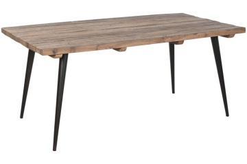 Masă de dining din lemn reciclat cu picioare din metal negru, 180×90×76 cm, „Loft" - Img 3