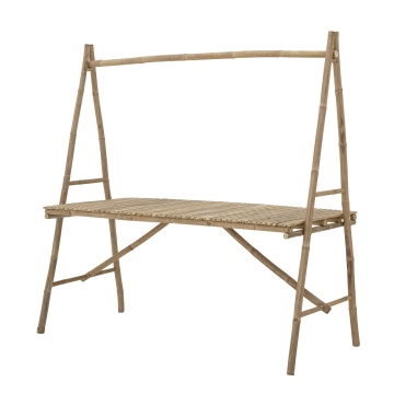Masă dining de exterior din bambus, natur, 6 locuri, cu cadru pentru ghivece suspendate, 76 x 178 x 75 cm, „Malo” - Img 2
