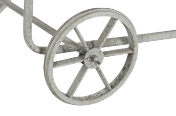 Măsuță de cafea cu roți, din lemn de molid și metal, natur și gri, cu blat tip tavă, finisaj rustic, 46 x 110 x 67 cm, „Ravelo” – Ethnic Collections - Img 3