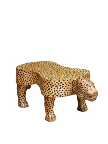 Măsuță de cafea din lemn de mango, sculptată și pictată manual în formă de panteră, maro, finisaj lucios, 120.5×60×45 cm, „Panthera" - Img 1