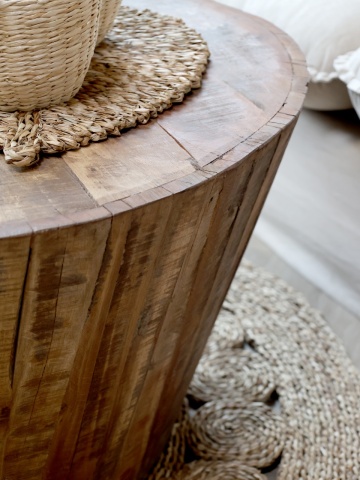 Masuta de cafea din lemn reciclat, aspect rustic, Grimaud - Img 3