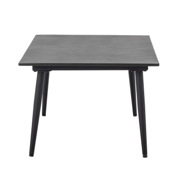 Măsuță de cafea dreptunghiulară din fibrociment și metal, negru, de exterior, cu picioare conice, 44 x 90 x 60 cm, „Pavone” - Img 3