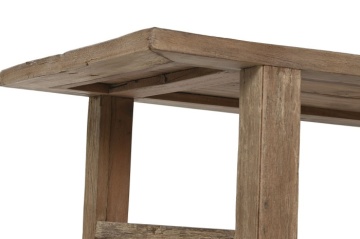 Măsuță de cafea dreptunghiulară din lemn de tec reciclat, natur, cu ramă teșită și picioare masive, 45 x 140 x 70 cm, „Deneris” – Ethnic Collections - Img 4