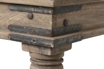 Măsuță de cafea dreptunghiulară din lemn masiv, natur, cu picioare în formă de balustru, finisaj mat, 45 x 170 x 107 cm, „Rostin” – Ethnic Collections - Img 4
