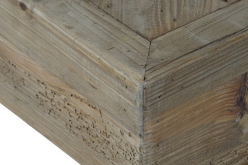 Măsuță de cafea pătrată din lemn reciclat, natur, cu blat în model geometric, finisaj mat, 36 x 100 x 100 cm, „Dervin” – Ethnic Collections - Img 4