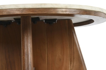 Măsuță de cafea rotundă din marmură și lemn de acacia, alb și maro, cu bază în cruce, 43 x 70 cm, „Marbela” – Ethnic Collections - Img 4