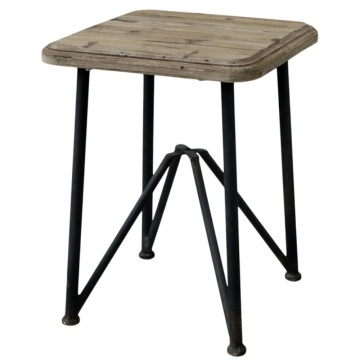 Masuta laterala, din lemn masiv, cu aspect rustic - Img 1
