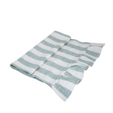 Napron de masă din bumbac organic 50x150 cm verde, „Ida Stripe"