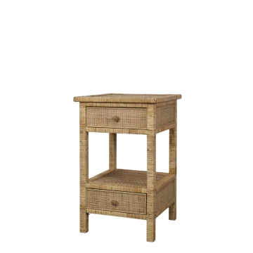 Noptieră cu 2 sertare din lemn si rattan împletit, H66 cm, "Braided"