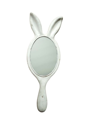 Oglinda de mana, din rasina, aspect vintage, Lapin