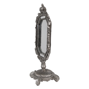 Oglinda de masa, argintie, cu aspect vintage, 15x10x31 cm, Silver - Img 2