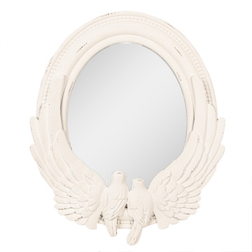 Oglinda de perete, alba, cu porumbei decorativi, 50x5x60 cm, Wings