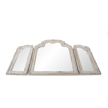 Oglinda de perete, bej, din lemn, aspect vintage, 122x3x84 cm - Img 2