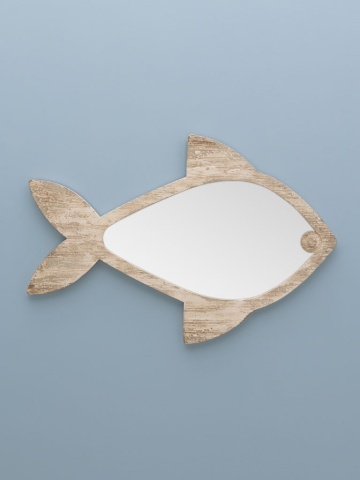 Oglinda de perete, din lemn, forma de peste, Fish - Img 2