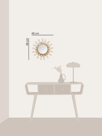 Oglinda de perete, din metal, D48cm, Crown - Img 4