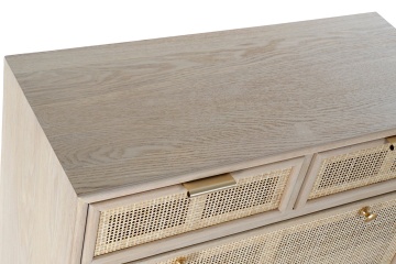 Pantofar din lemn de paulownia, natur, cu 4 sertare și panouri din ratan împletit, finisaj natural, 120 x 70 x 32 cm, „Sully” - Img 4