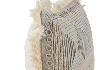 Pernă decorativă din bumbac brodată manual, 45 x 45 cm, bej natural, „Jaipur" - Img 2