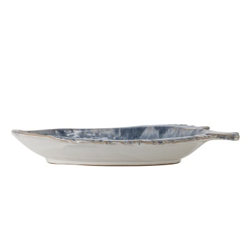 Platou de servire din ceramică albastră, în formă de pește, cu margini neregulate, „Fae", 35,5 x 30,5 x 4,5 cm - Img 3